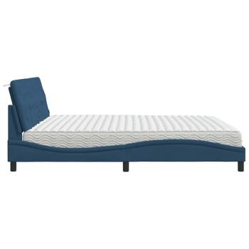 Bett mit Matratze Blau 200x200 cm Stoff