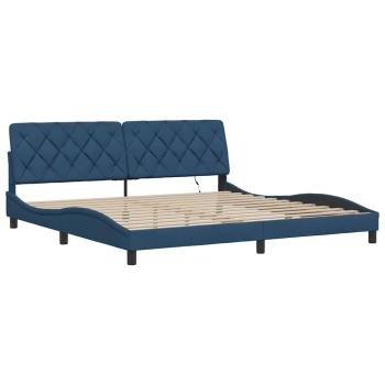 Bettgestell mit LED ohne Matratze Blau 200x200 cm Stoff