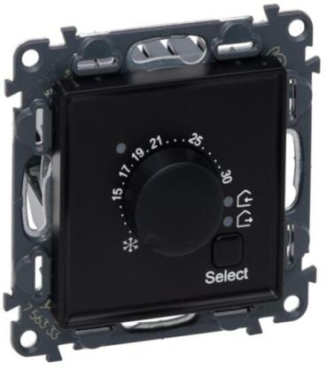 ARDEBO.de Legrand Valena Life elektronisches Raumthermostat mit Wechselkontakt Farbe: Schwarz (756333)