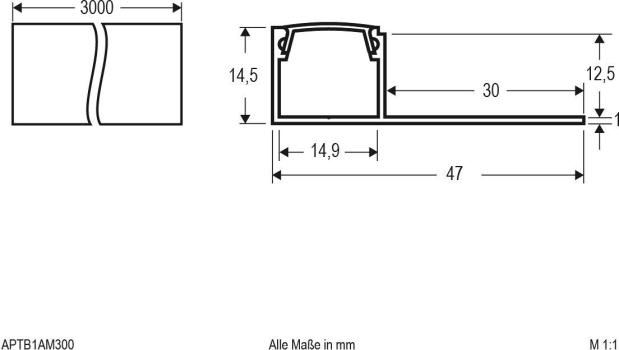 EVN APTB-Serie Alu Trockenbauprofil mit Abdeckung, 300cm (APTB1AM300)