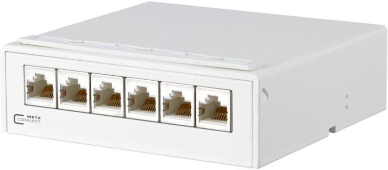 ARDEBO.de Metz Connect E-DAT C6A 6 Port Aufputzgehäuse, reinweiß (130862-21C-E)