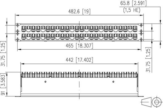 Metz Connect Modul 19 Zoll Modulträger, 1,5HE, 48 Port, unbestückt, Edelstahl (130924-00-E)