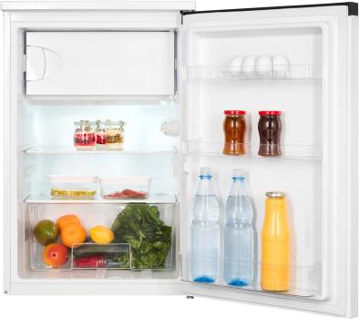 Exquisit KS15-4-051C Stand Kühlschrank mit Gefrierfach, 55 cm breit, 107 L, Gemüseschublade, Griffmulde, weiß