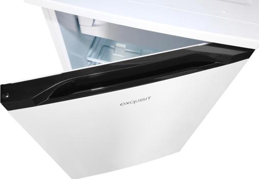 Exquisit KS15-4-051C Stand Kühlschrank mit Gefrierfach, 55 cm breit, 107 L, Gemüseschublade, Griffmulde, weiß