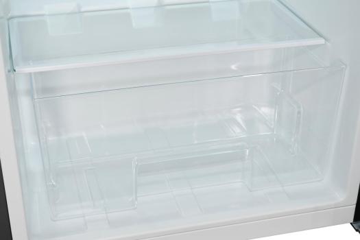 Exquisit KS15-4-051C Stand Kühlschrank mit Gefrierfach, 55 cm breit, 107 L, Gemüseschublade, Griffmulde, Inoxlook az