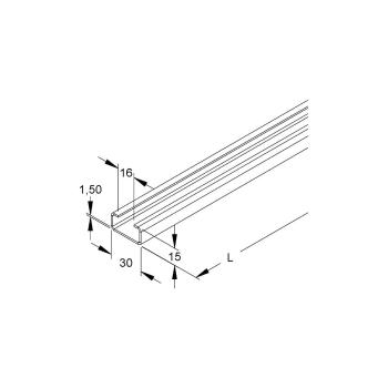 Niedax 2970/2GO Ankerschiene, C-Profil, 30x15x2000mm, ungelocht (2970/2GO)