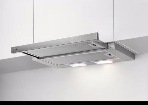 ARDEBO.de AEG DPB3622S Extractor 3000 Flachschirmhaube, 60 cm breit, 330 m³/h, LED-Beleuchtung, Drucktasten, Edelstahl