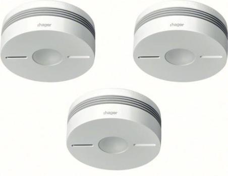 ARDEBO.de Hager TG553A Funk-Rauchwarnmelderset Komfort Q, 3xTG550A, IR Alarmstopp, weiß