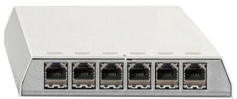 ARDEBO.de Rutenbeck PP-ClassEA iso-6 Ap rw, ClassEA iso-Patchpanel, geschirmt, Aufputz, für Tisch-/Wandmontage, REG-Montage mit Hutschienenadapter, 6 RJ45-Steckbuchsen, reinweiß (23811106)