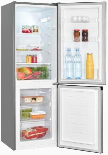 Exquisit KGC231-60-E-050C Stand Kühl-Gefrierkombination, 47,4 cm breit, 157 L, LED Beleuchtung, Super-Kühl-Modus, inoxlook