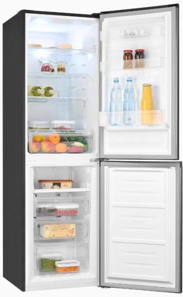 Exquisit KGC250-85-NF-040D Stand Kühl-Gefrierkombination, 54 cm breit, 247 L, NoFrost, LED Beleuchtung, inoxlook-az