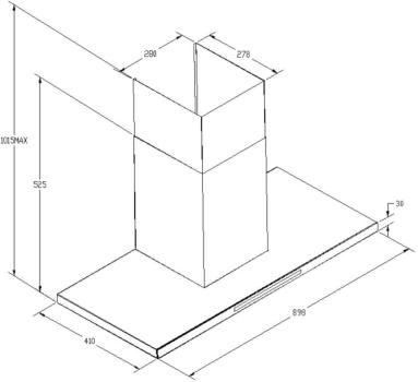Wolkenstein WT3-90A++BR Wandhaube, 90 cm breit, 540,60 m³/h, LED Beleuchtung, 5 Leistungsstufen, schwarz