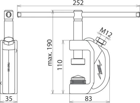 Dehn EFK FL40 SKN Erdungsfräsklemme, für Flachprofile -40mm, mit Schraubknebel, für Anschlussstück PK1 (792190)