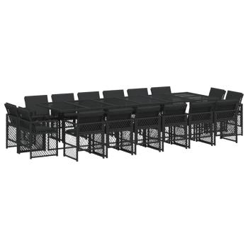 17-tlg. Garten-Essgruppe mit Kissen Schwarz Poly Rattan