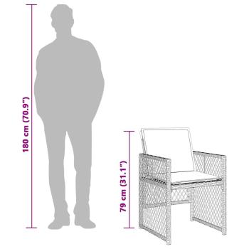 13-tlg. Garten-Essgruppe mit Kissen Beige Poly Rattan