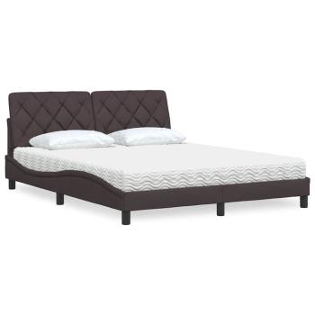 ARDEBO.de - Bett mit Matratze Dunkelbraun 160x200 cm Stoff