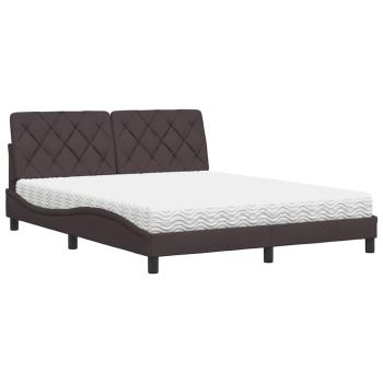 Bett mit Matratze Dunkelbraun 160x200 cm Stoff