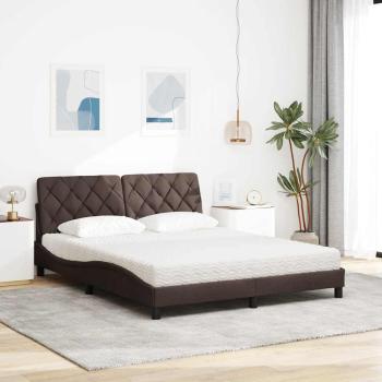 Bett mit Matratze Dunkelbraun 160x200 cm Stoff