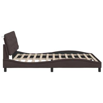 Bettgestell ohne Matratze Dunkelbraun 160x200 cm Stoff