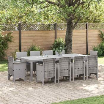 ARDEBO.de - Garten Essgruppe 11 pcs Hellgrau 250 x 100 x 73 cm Poly-Rattan