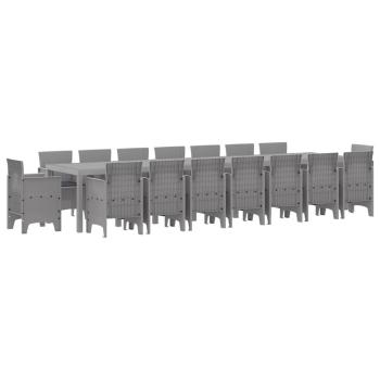 Garten Essgruppe 17 pcs Hellgrau 16-Sitzer Rattan & Stahl