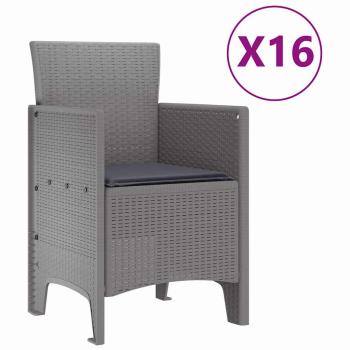 Garten Essgruppe 17 pcs Hellgrau 16-Sitzer Rattan & Stahl