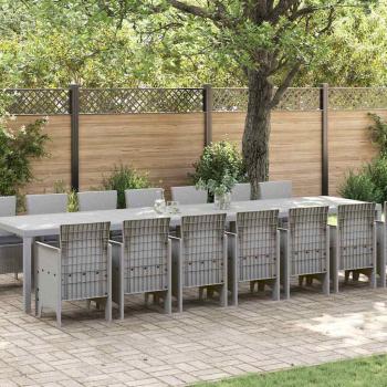 ARDEBO.de - Garten Essbereich 15 pcs Hellgrau 14-Sitzer Rattan