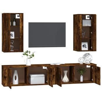 4-tlg. TV-Schrank-Set Räuchereiche Holzwerkstoff