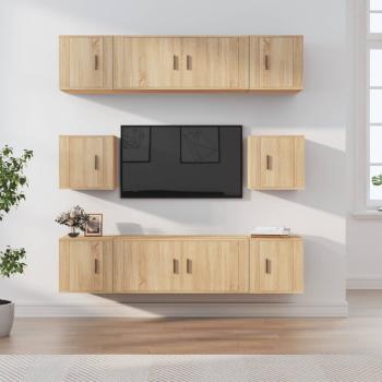 ARDEBO.de - 8-tlg. TV-Schrank-Set Sonoma-Eiche Holzwerkstoff