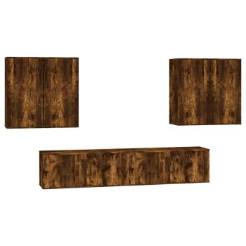 6-tlg. TV-Schrank-Set Räuchereiche Holzwerkstoff