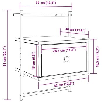 Wand-Nachttische 2 Stk. Sonoma-Eiche 35x30x51 cm Holzwerkstoff
