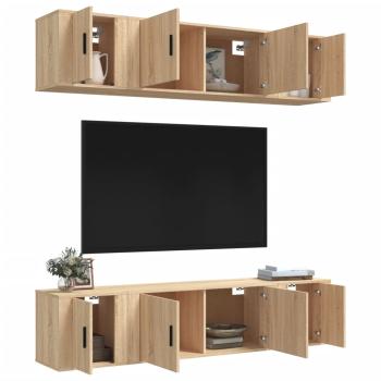6-tlg. TV-Schrank-Set Sonoma-Eiche Holzwerkstoff