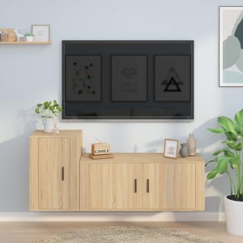 ARDEBO.de - 2-tlg. TV-Schrank-Set Sonoma-Eiche Holzwerkstoff
