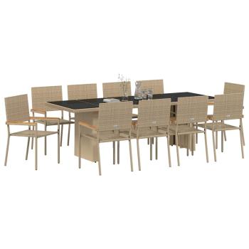 Garten Essgruppe 11 pcs Beige 10-Sitzer Gross Poly-Rattan