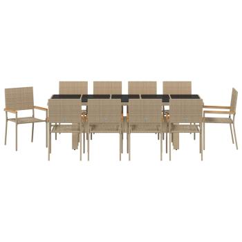 Garten Essgruppe 11 pcs Beige 10-Sitzer Gross Poly-Rattan