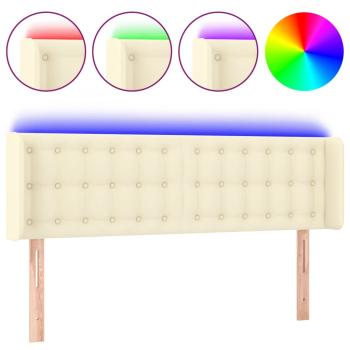 LED Kopfteil Creme 147x16x78/88 cm Kunstleder