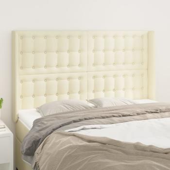 ARDEBO.de - Kopfteil mit Ohren Creme 147x16x118/128 cm Kunstleder