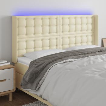 ARDEBO.de - LED Kopfteil Creme 147x16x118/128 cm Kunstleder