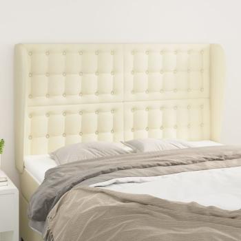 ARDEBO.de - Kopfteil mit Ohren Creme 147x23x118/128 cm Kunstleder