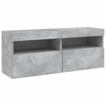 TV-Wandschrank mit LED-Leuchten Betongrau 100x30x40 cm