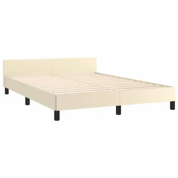 Bettgestell mit Kopfteil Creme 140x200 cm Kunstleder