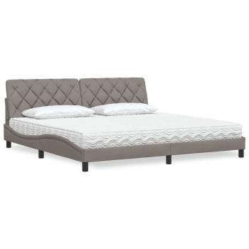 ARDEBO.de - Bett mit Matratze Taupe 200x200 cm Stoff