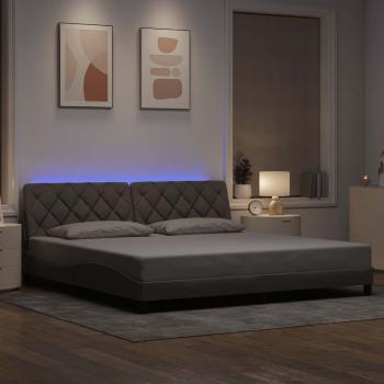 ARDEBO.de - Bettgestell mit LED ohne Matratze Taupe 200x200 cm Stoff
