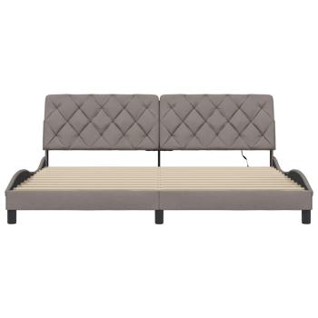 Bettgestell mit LED ohne Matratze Taupe 200x200 cm Stoff