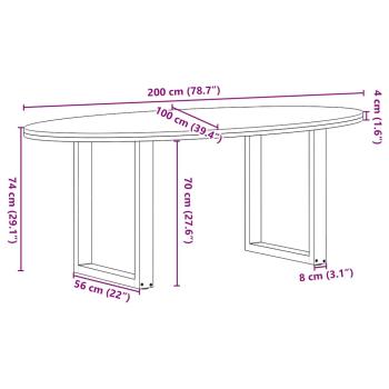 Esstisch Hellbraun 200x100x74 cm Massivholz Eiche Oval