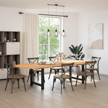 Esstisch Hellbraun 320x120x74 cm Massivholz Eiche Oval