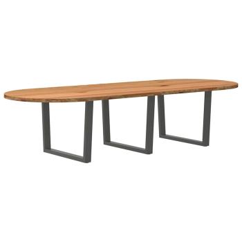 Esstisch Hellbraun 320x120x74 cm Massivholz Eiche Oval