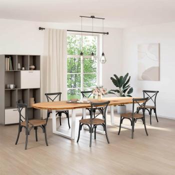 Esstisch Hellbraun 320x120x74 cm Massivholz Eiche Oval