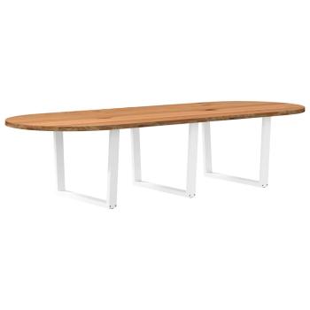 Esstisch Hellbraun 320x120x74 cm Massivholz Eiche Oval