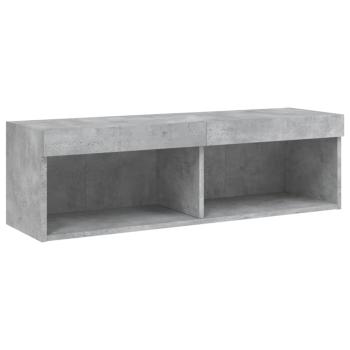 TV-Schrank mit LED-Leuchten Betongrau 100x30x30 cm